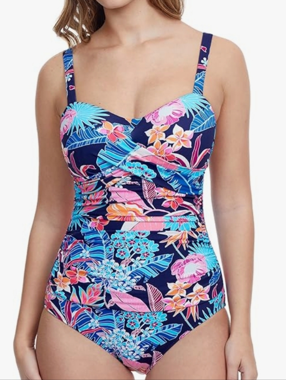 Gottex Navy Floral One-Piece Swimsuit with Pink & Aqua Accents
